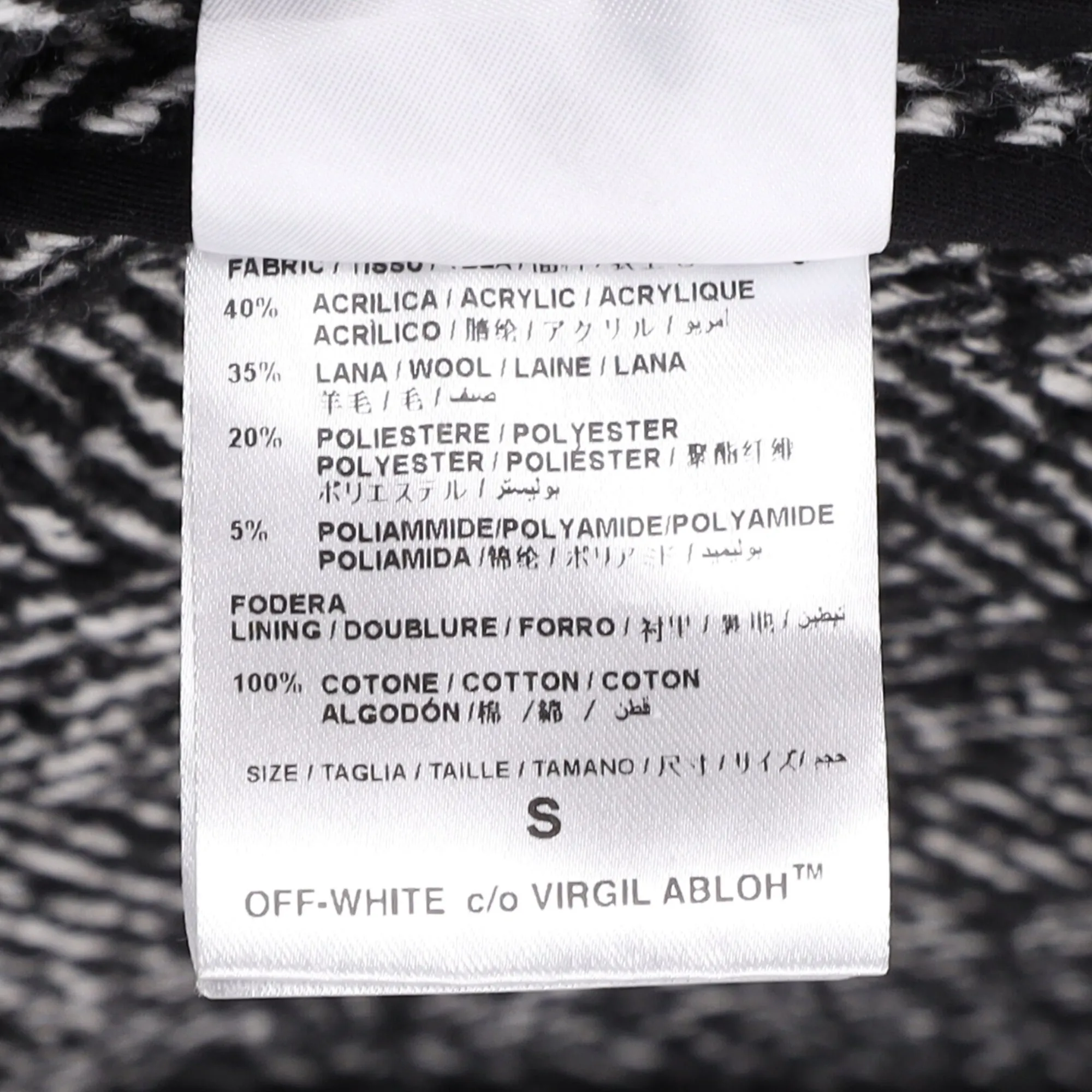 Off-White Herringbone Midi Coat in Grey Wool