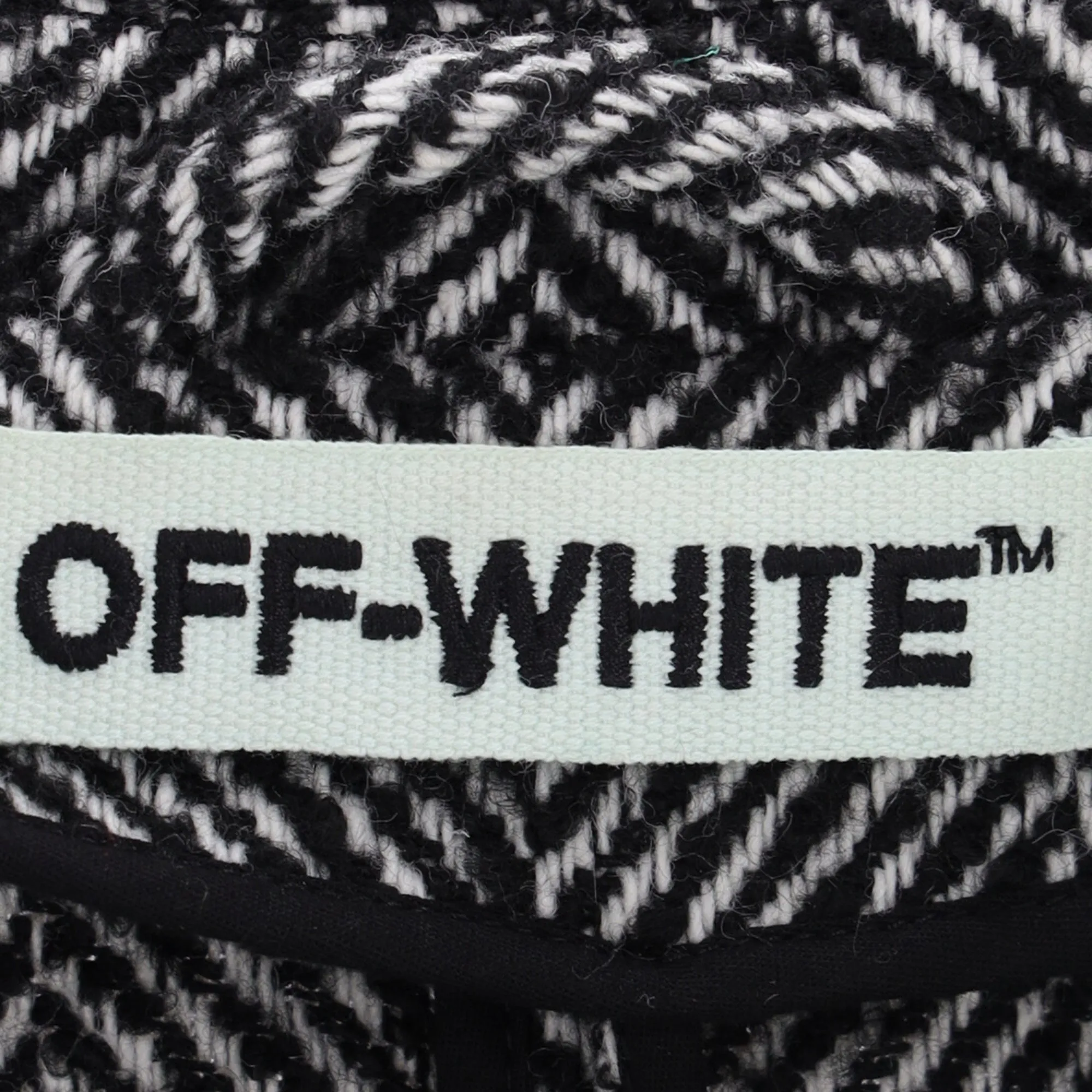 Off-White Herringbone Midi Coat in Grey Wool