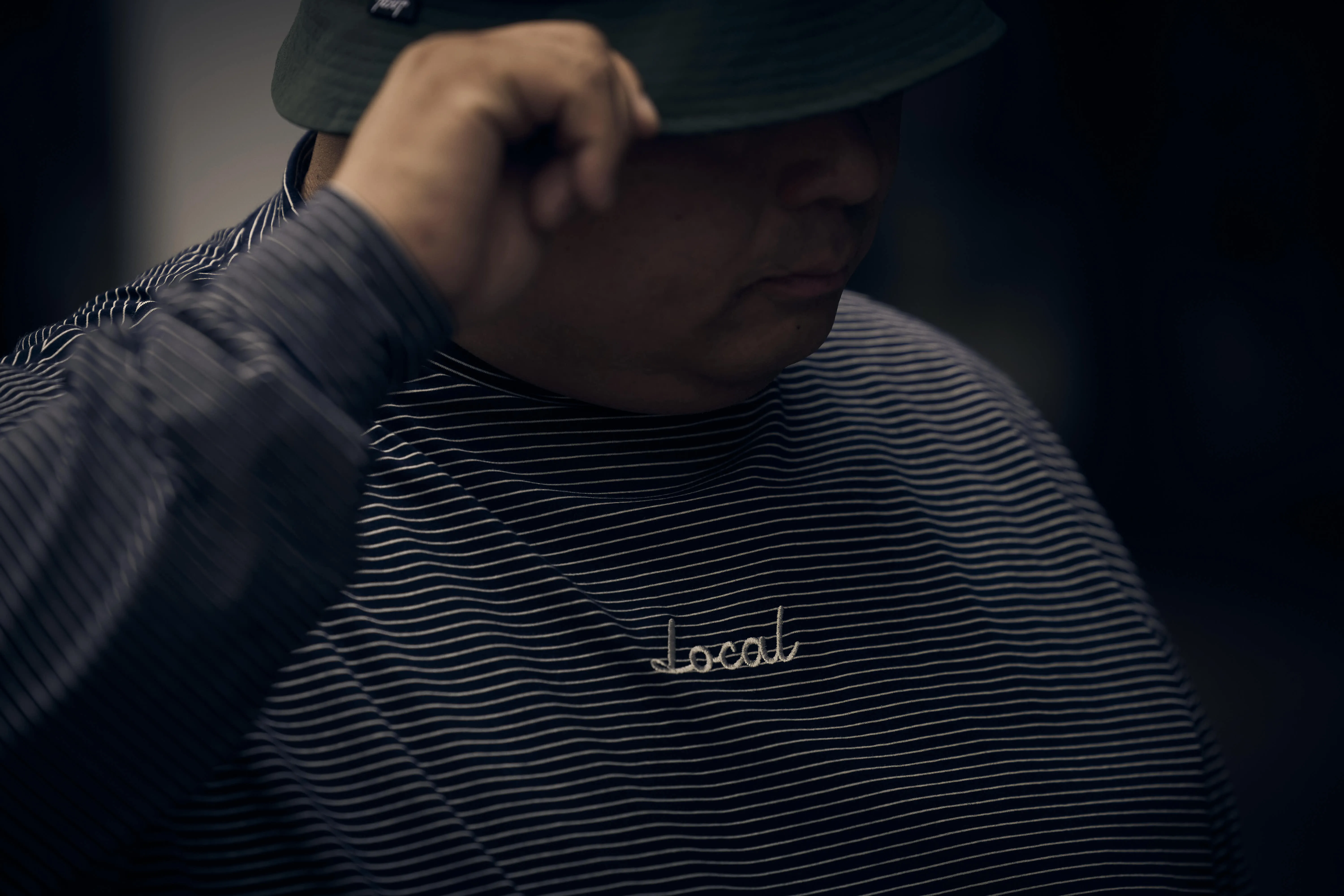 OG Embroidery L/S MOCK NECK Blue Boarder