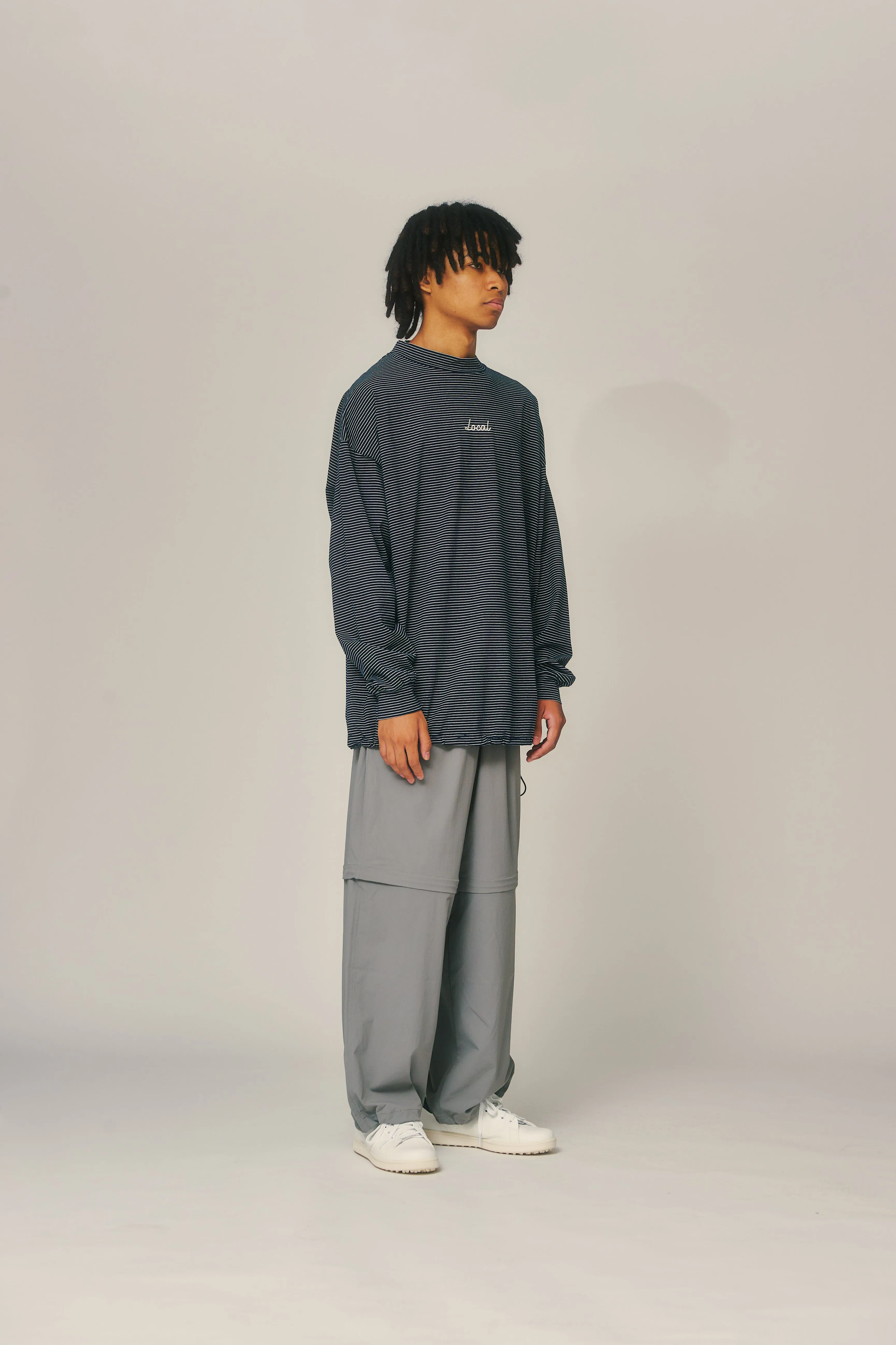 OG Embroidery L/S MOCK NECK Blue Boarder