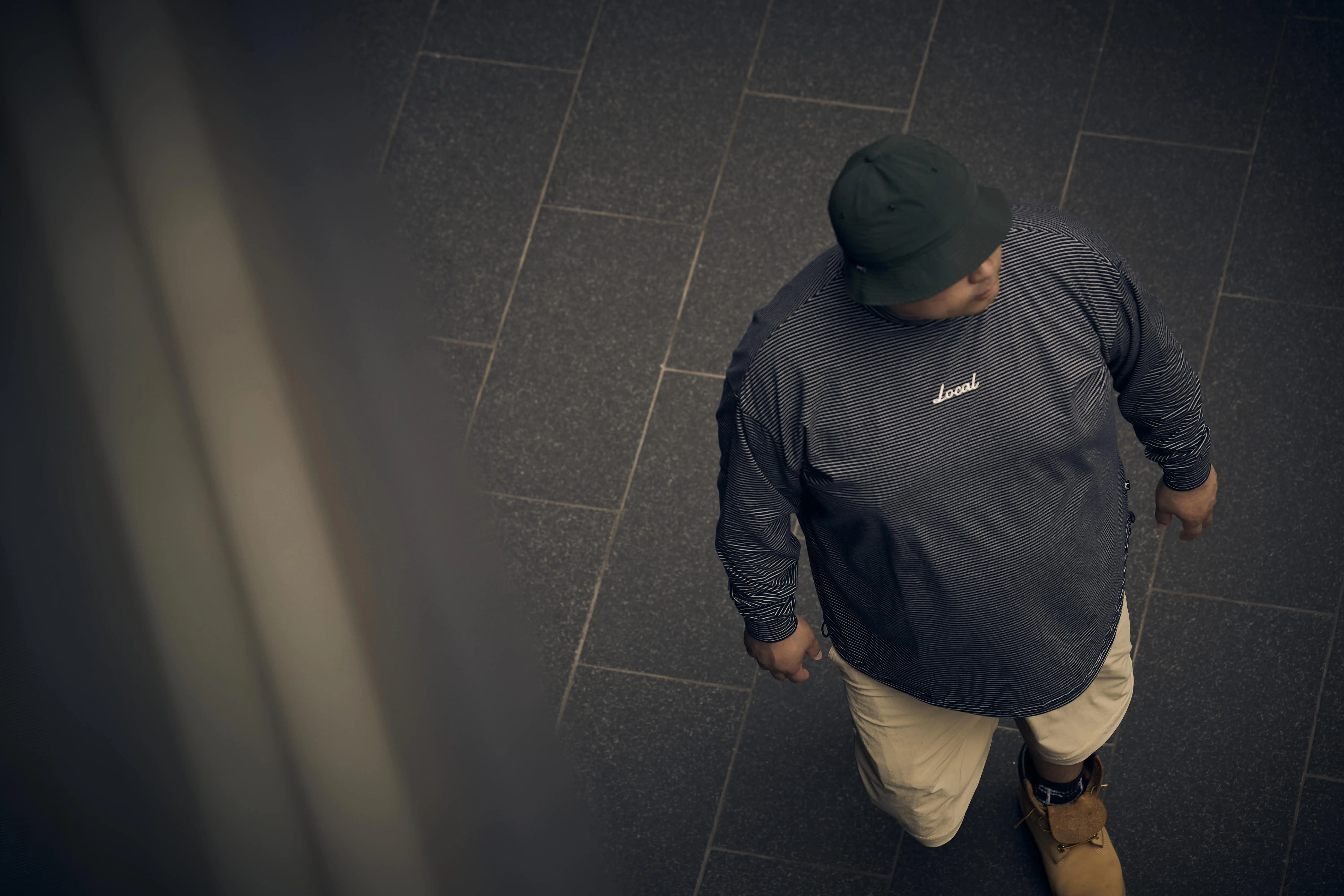 OG Embroidery L/S MOCK NECK Blue Boarder
