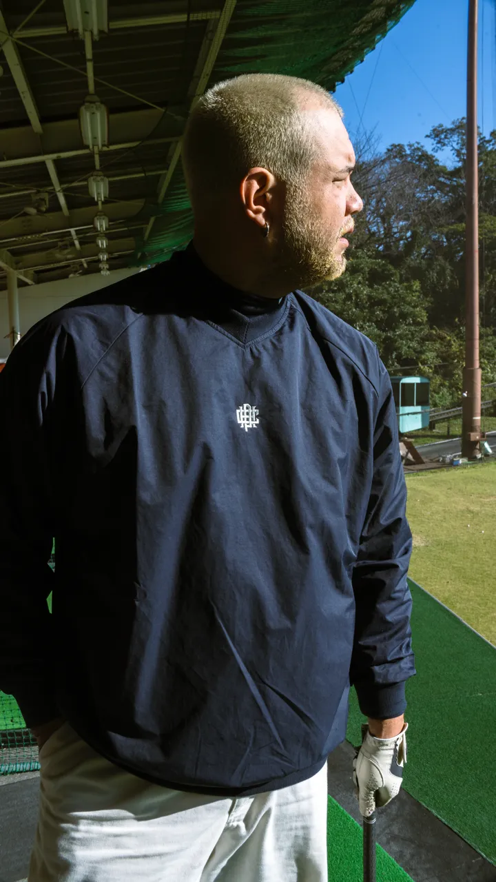 #OVERLAP LOGO NYLON PULLOVER NAVY