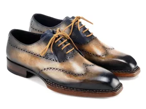 Paul Parkman Shoes Paul Parkman Men's Goodyear Welted Wingtip Oxfords in Camel & Navy