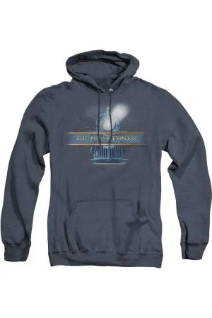 Polar Express Train Logo Adult Heather Hoodie / Hooded Sweatshirt