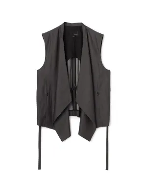 Poly Rayon Denim Like Waterfall Collar Gilet Clothing_Atsuro-Tayama