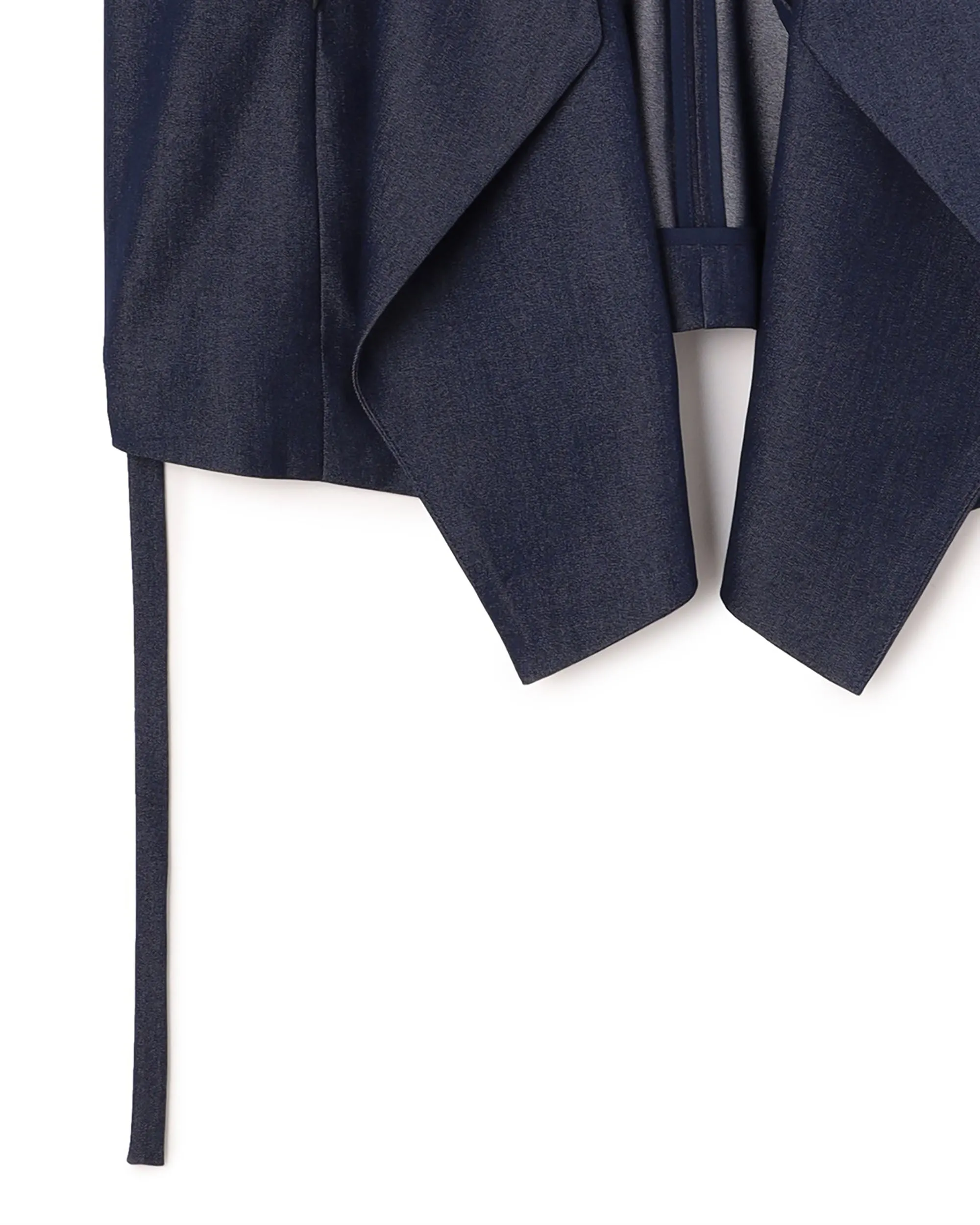 Poly Rayon Denim Like Waterfall Collar Gilet Clothing_Atsuro-Tayama