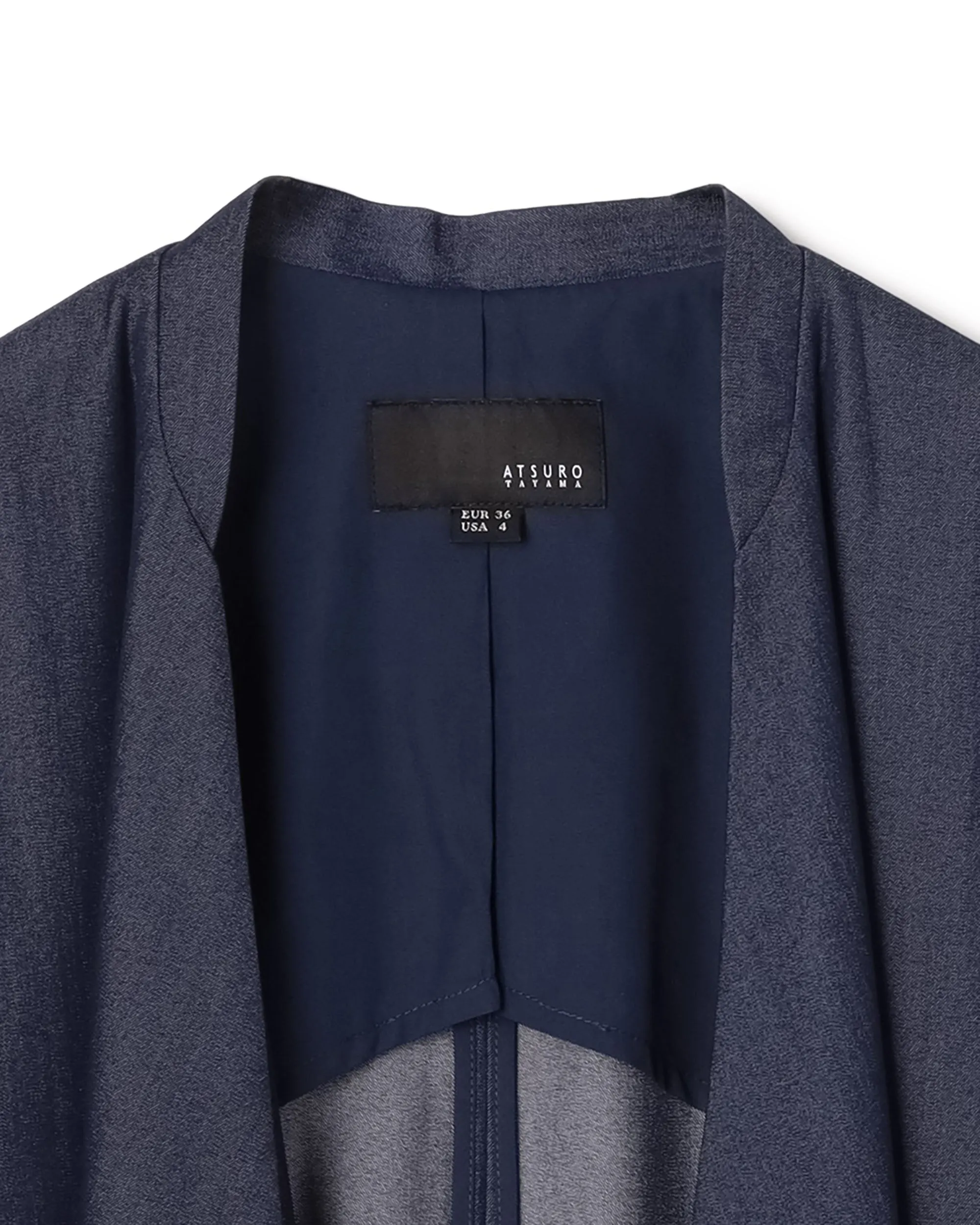Poly Rayon Denim Like Waterfall Collar Gilet Clothing_Atsuro-Tayama