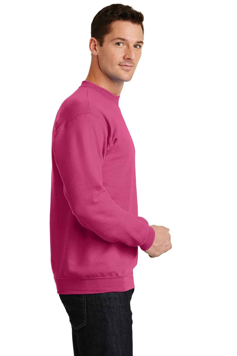 Port & Company Mens Core Pill Resistant Fleece Crewneck Sweatshirt - Sangria Pink