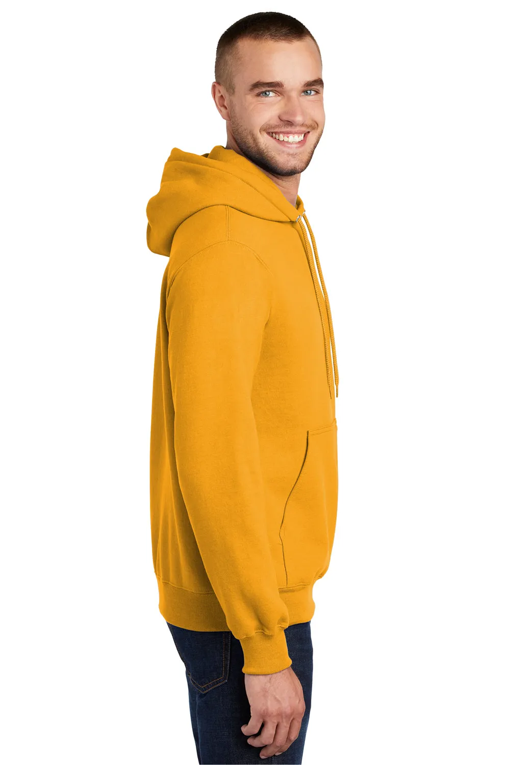 Port & Company Mens Essential Pill Resistant Fleece Hooded Sweatshirt Hoodie w/ Pouch Pocket - Gold