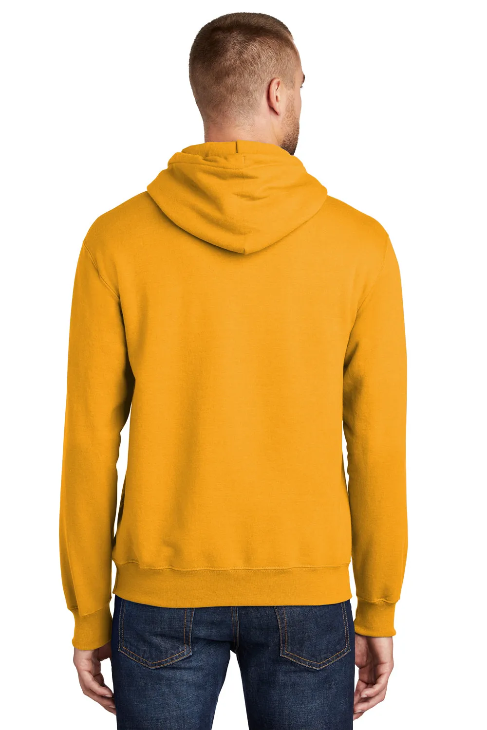 Port & Company Mens Essential Pill Resistant Fleece Hooded Sweatshirt Hoodie w/ Pouch Pocket - Gold