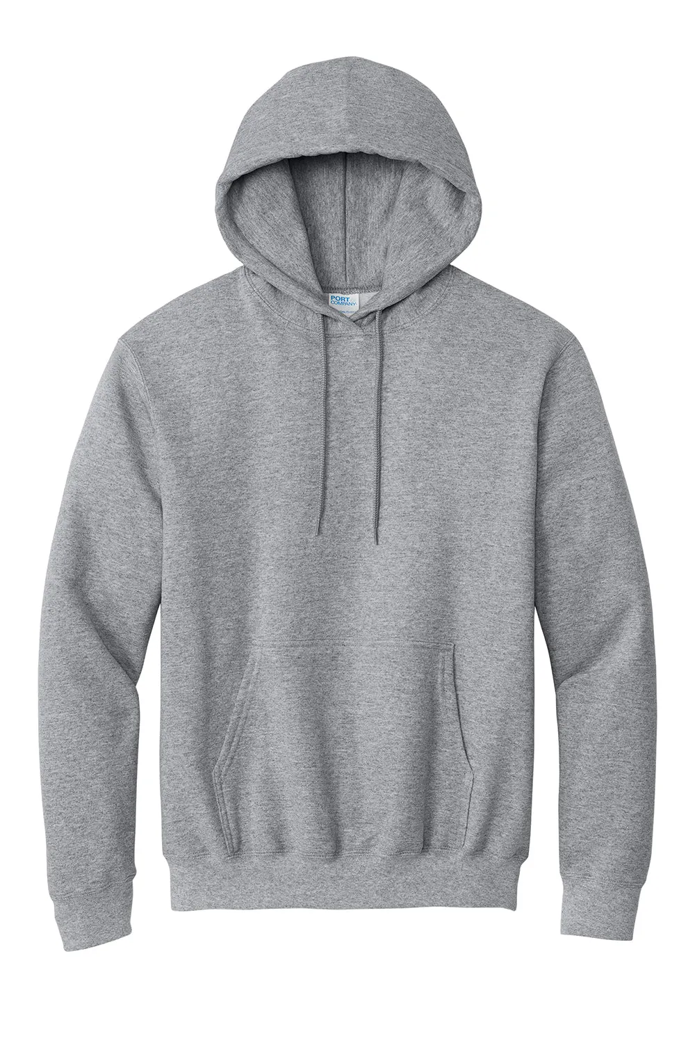 Port & Company Mens Essential Pill Resistant Fleece Hooded Sweatshirt Hoodie w/ Pouch Pocket - Heather Grey