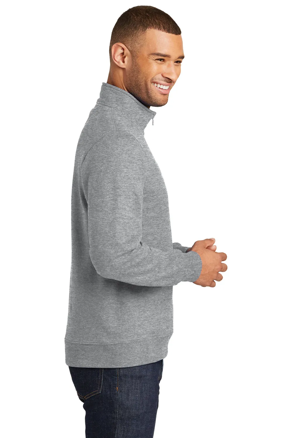Port & Company Mens Fan Favorite Fleece 1/4 Zip Sweatshirt - Heather Grey