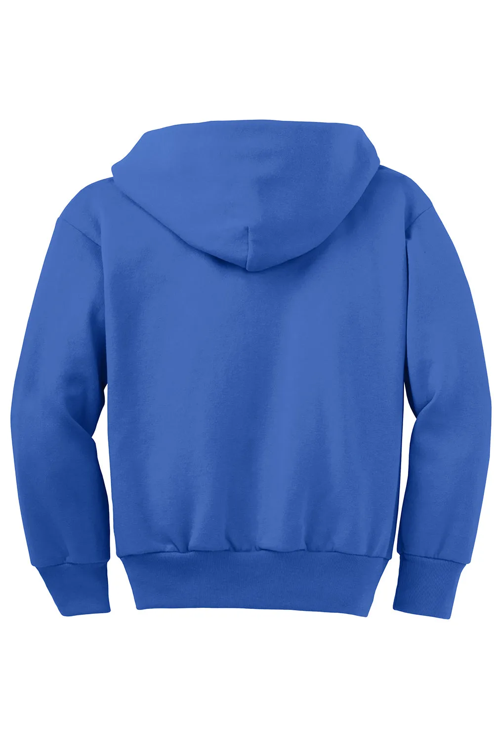 Port & Company Youth Core Pill Resistant Fleece Full Zip Hooded Sweatshirt Hoodie w/ Pockets - Royal Blue