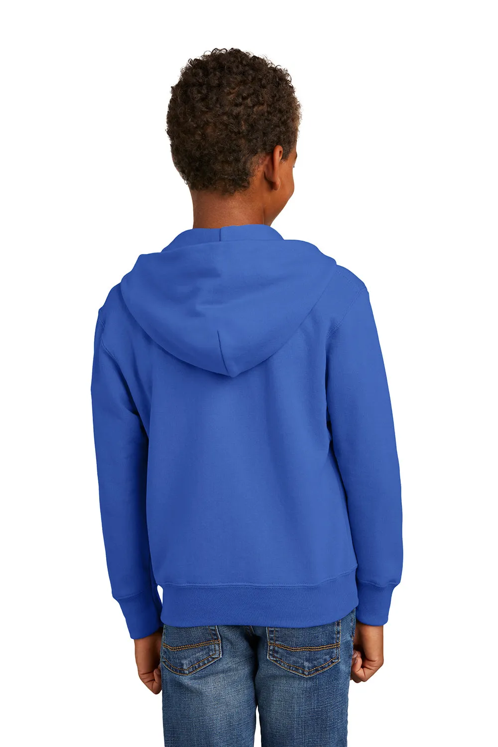 Port & Company Youth Core Pill Resistant Fleece Full Zip Hooded Sweatshirt Hoodie w/ Pockets - Royal Blue
