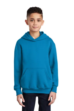 Port & Company Youth Core Pill Resistant Fleece Hooded Sweatshirt Hoodie w/ Pouch Pocket - Sapphire Blue