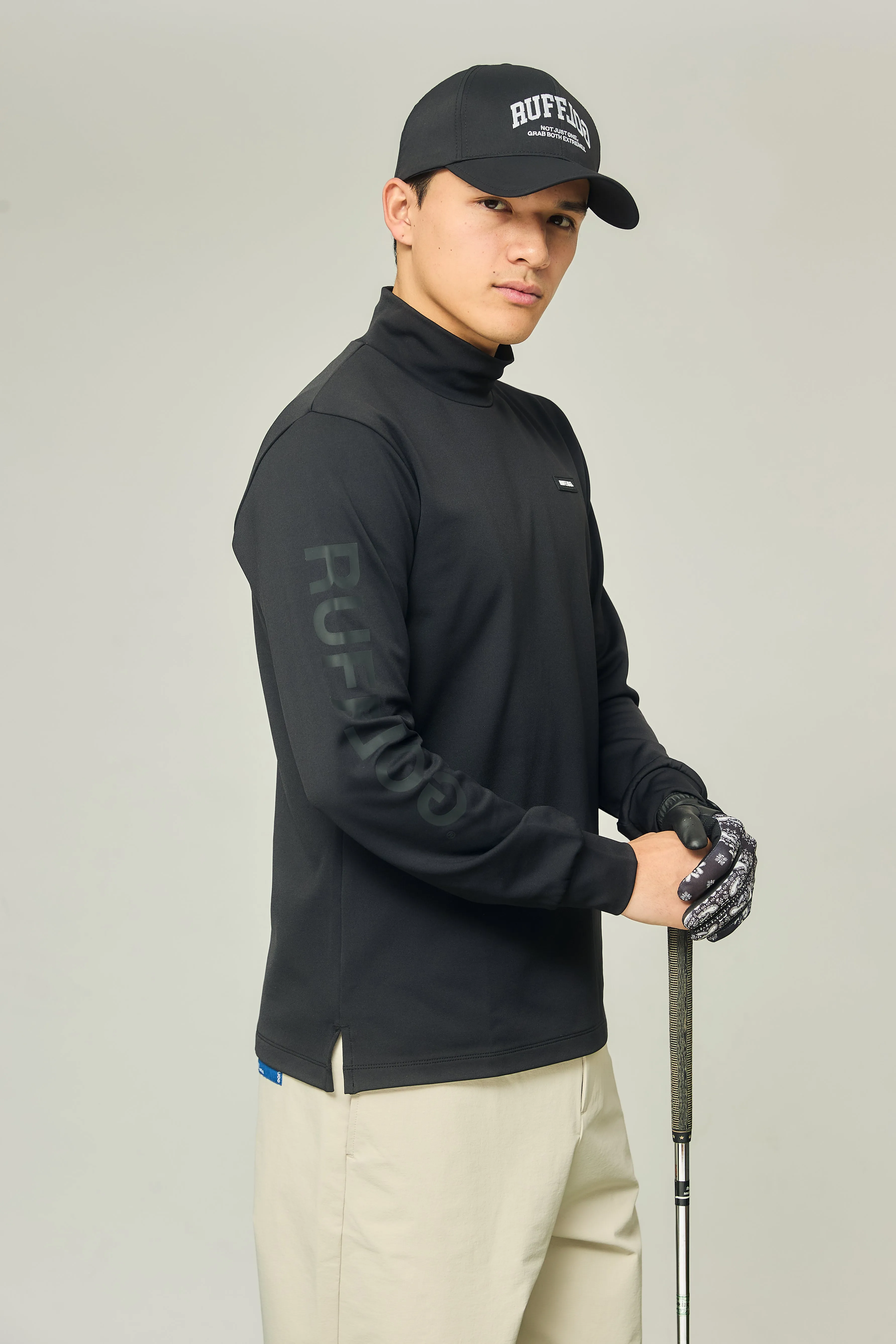 RAGLAN SLEEVE L/S MOCK NECK BLACK