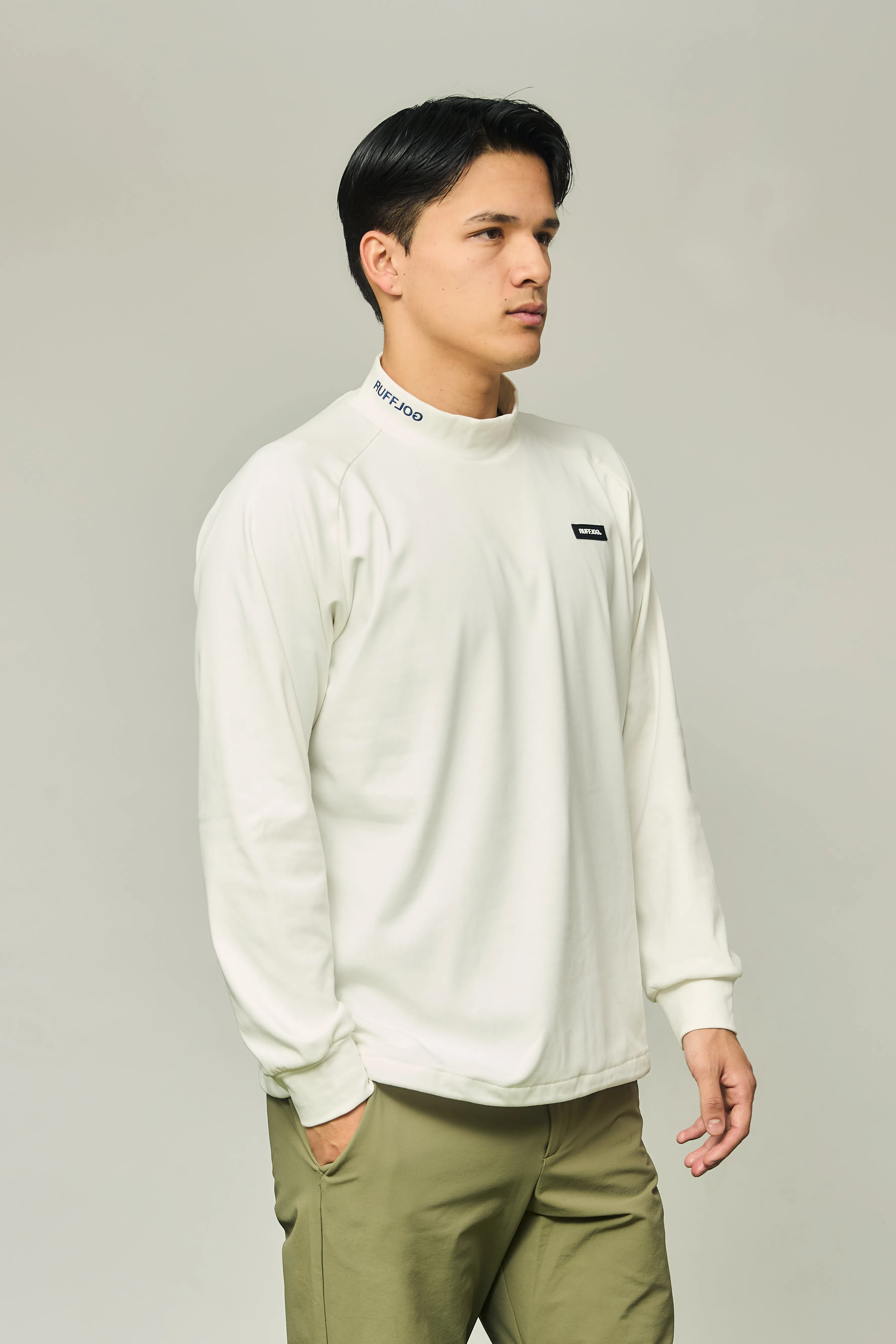 RAGLAN SLEEVE L/S MOCK NECK WHITE