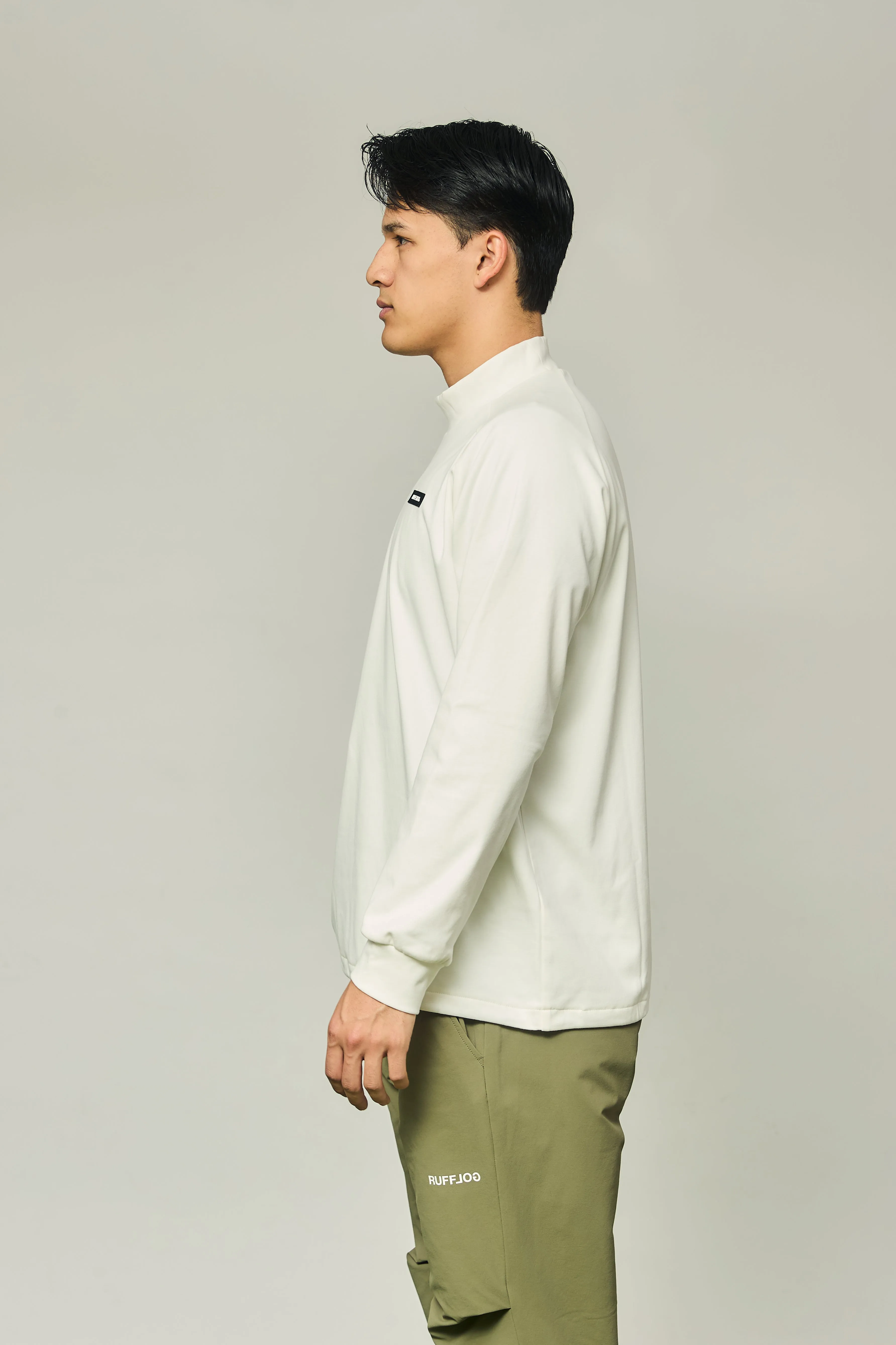 RAGLAN SLEEVE L/S MOCK NECK WHITE