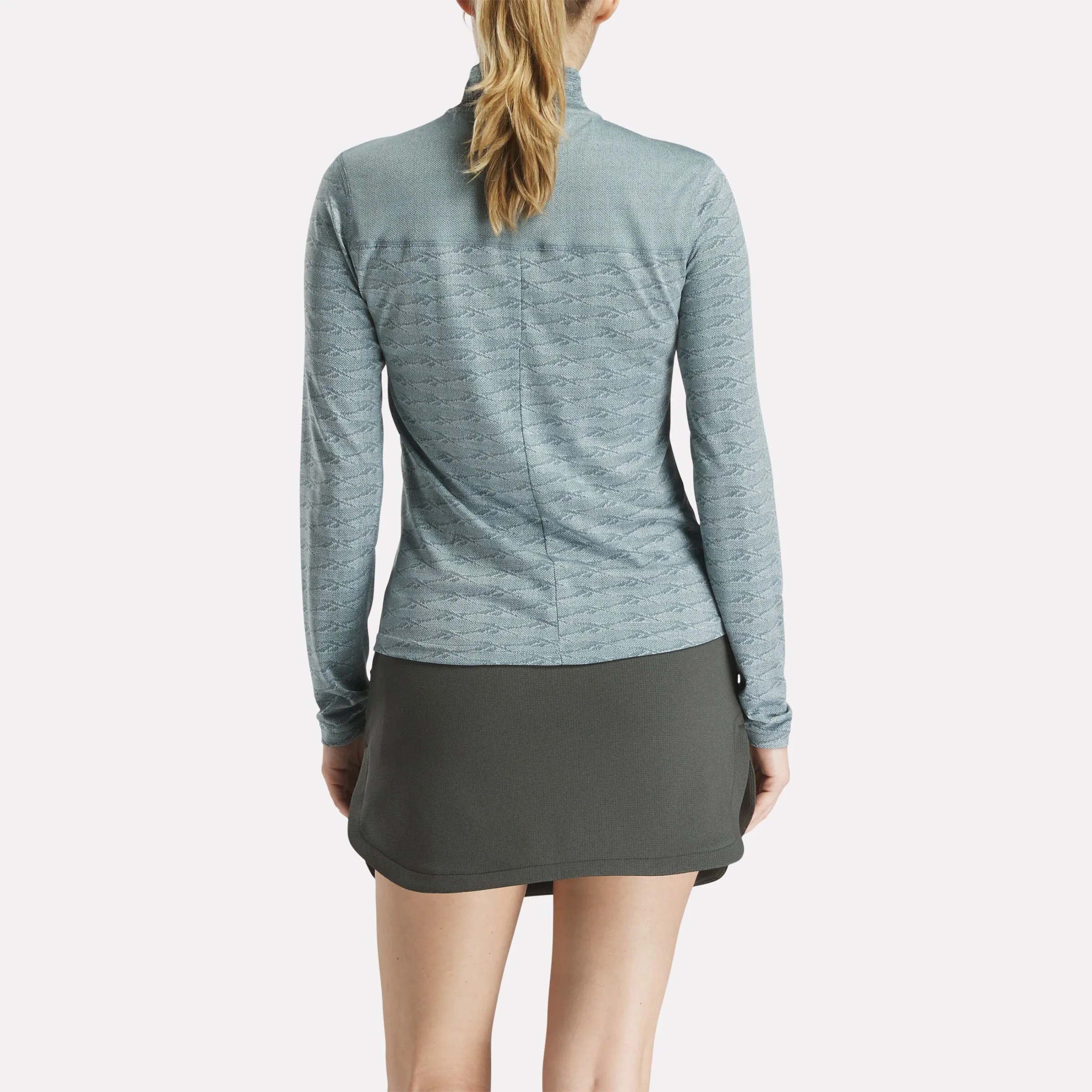 Reebok Clothing Women's Long Sleeve Engineered Vector Jacquard 1/4 Zip Golf Pullover Top