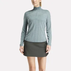 Reebok Clothing Women's Long Sleeve Engineered Vector Jacquard 1/4 Zip Golf Pullover Top