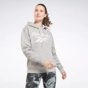 Reebok Women's Identity Logo Fleece Pullover Hoodie Grey Reebok