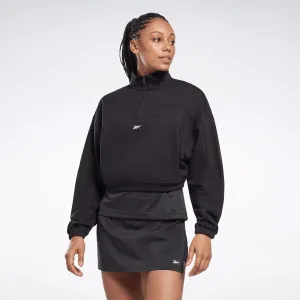 Reebok Women's Workout Ready Knit 1/4 Zip Sweatshirt Black Reebok