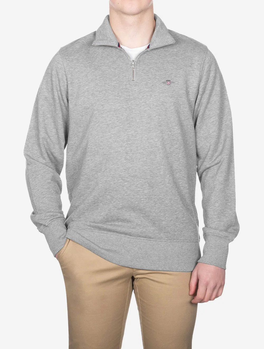 Regular Shield Half-Zip Sweatshirt Grey Melange