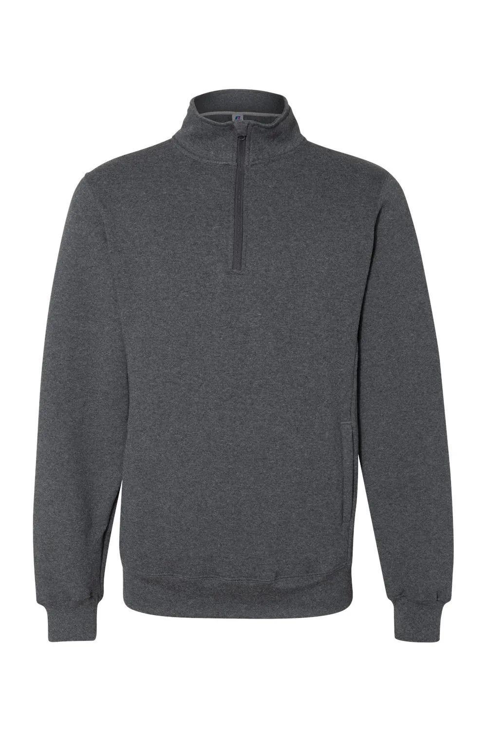 Russell Athletic Mens Dri-Power Moisture Wicking Fleece 1/4 Zip Sweatshirt w/ Pockets - Heather Black