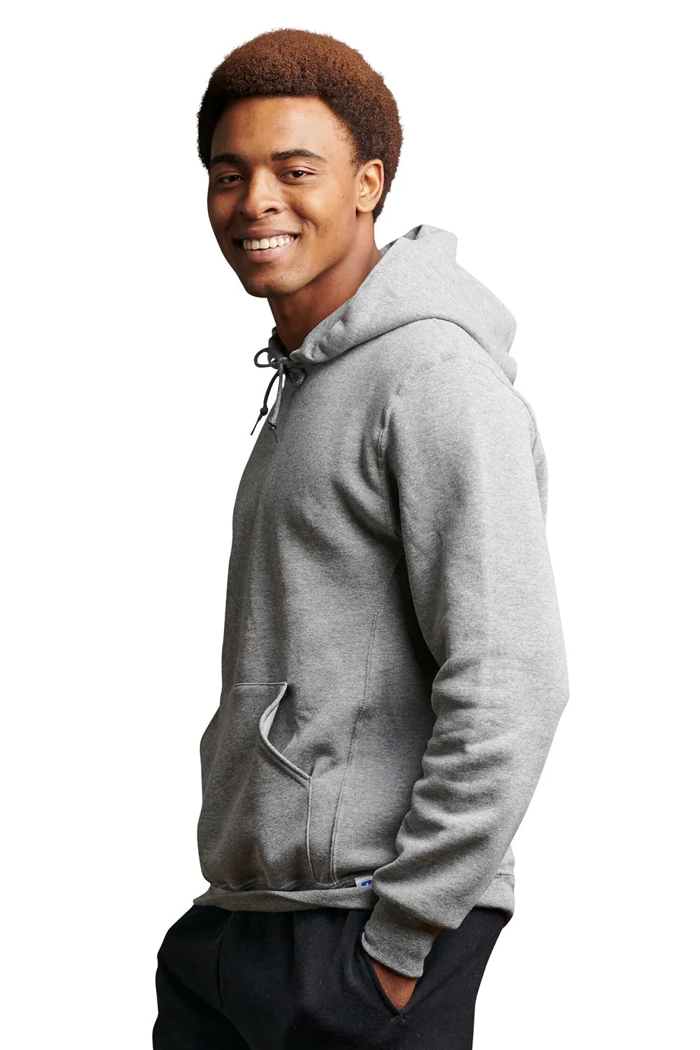 Russell Athletic Mens Dri-Power Moisture Wicking Hooded Sweatshirt Hoodie w/ Pouch Pocket - Oxford Grey