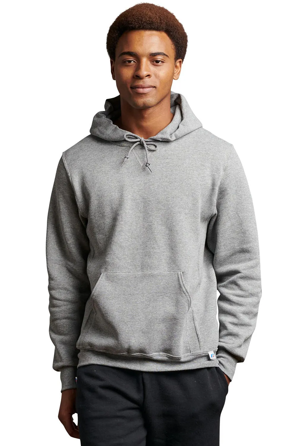 Russell Athletic Mens Dri-Power Moisture Wicking Hooded Sweatshirt Hoodie w/ Pouch Pocket - Oxford Grey