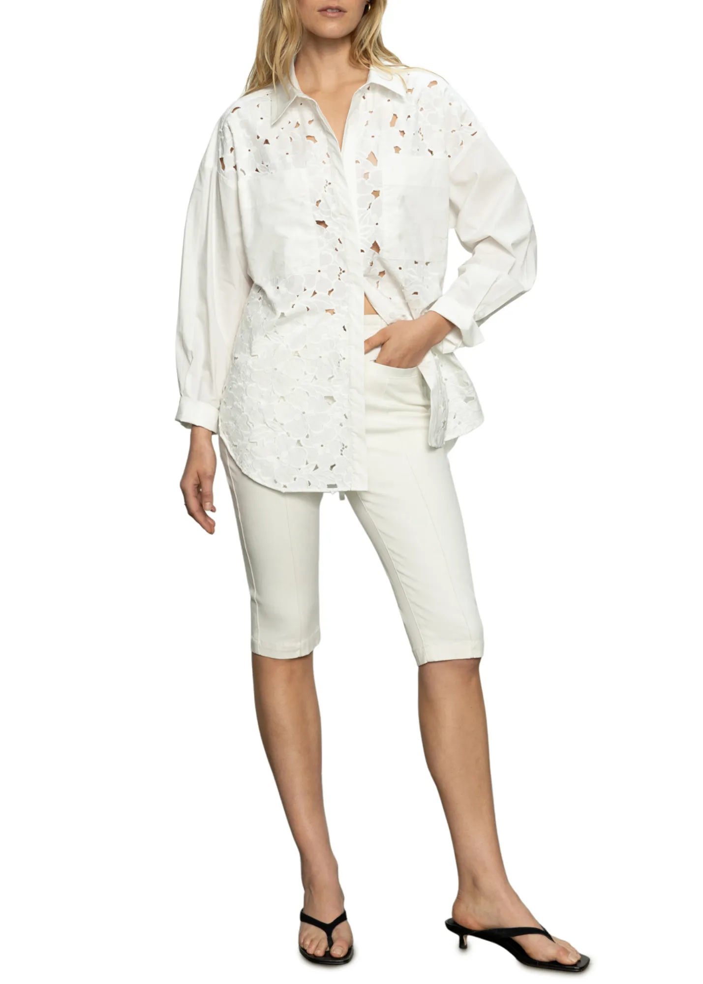 Sanctuary Clothing Lace Boyfriend Tie Back Shirt