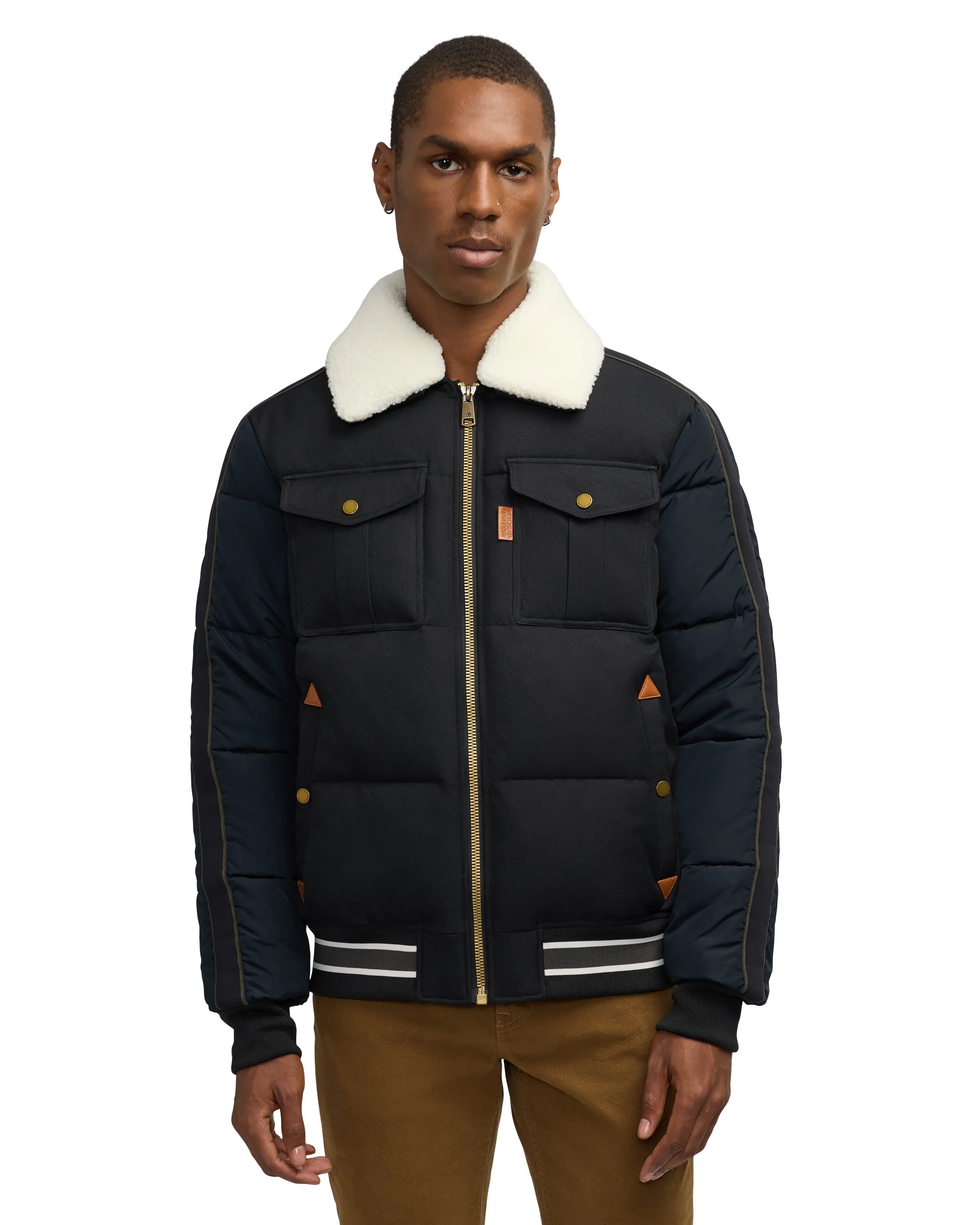 Scotch & Soda Men's Kive Quilted Aviator Puffer Jacket With Mix-Material