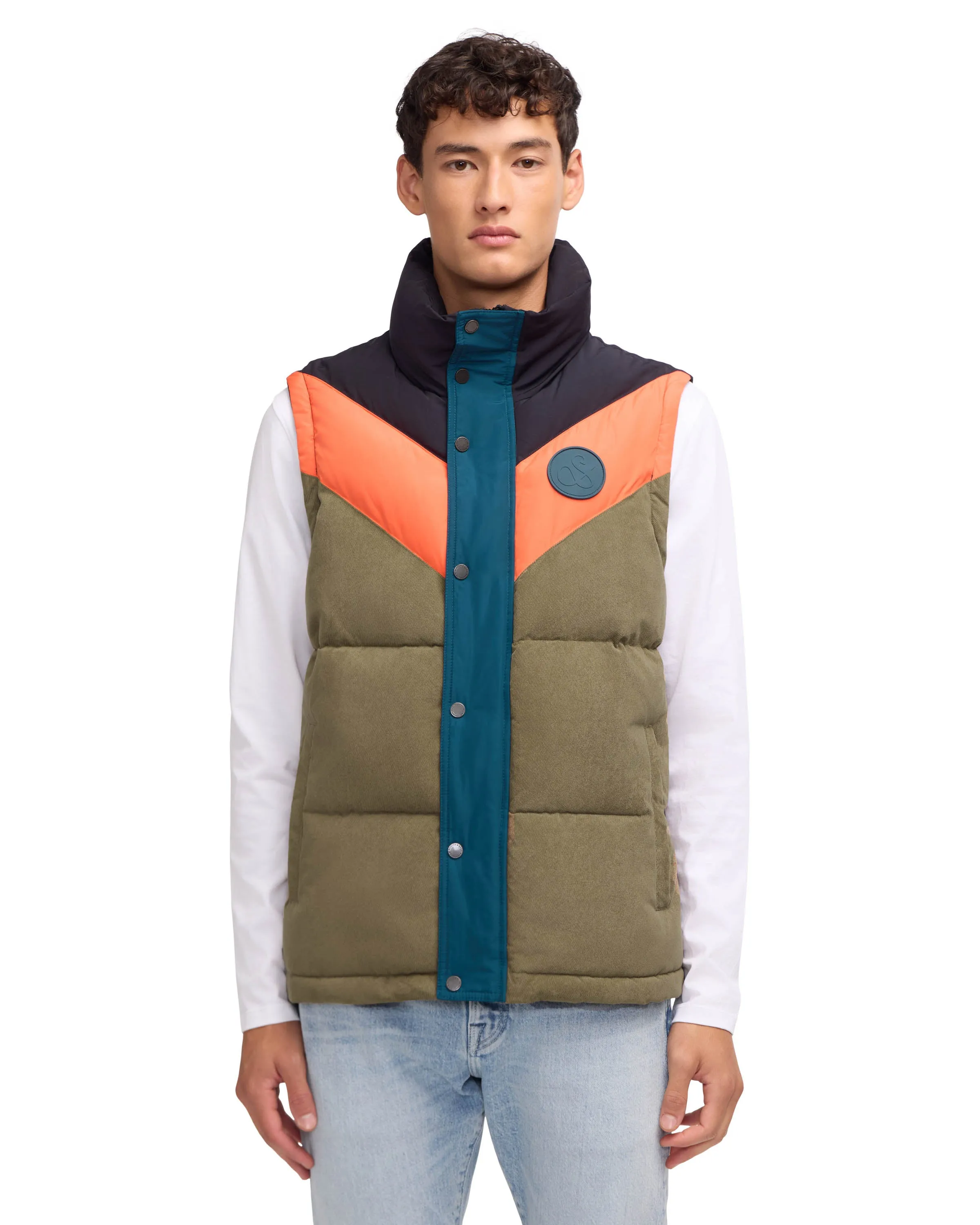 Scotch & Soda Men's Nelleke Mixed Media Puffer With Removable Sleeves