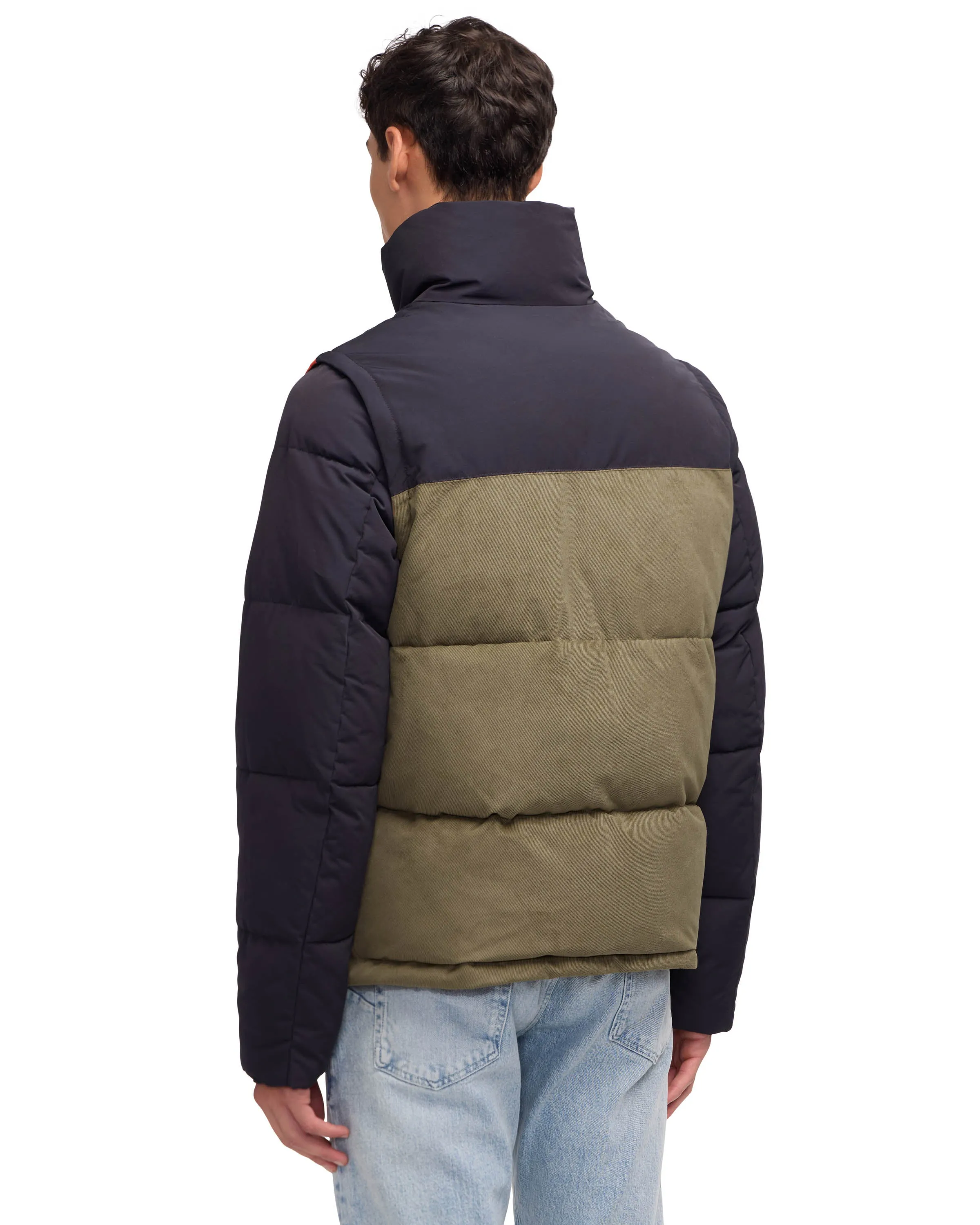 Scotch & Soda Men's Nelleke Mixed Media Puffer With Removable Sleeves