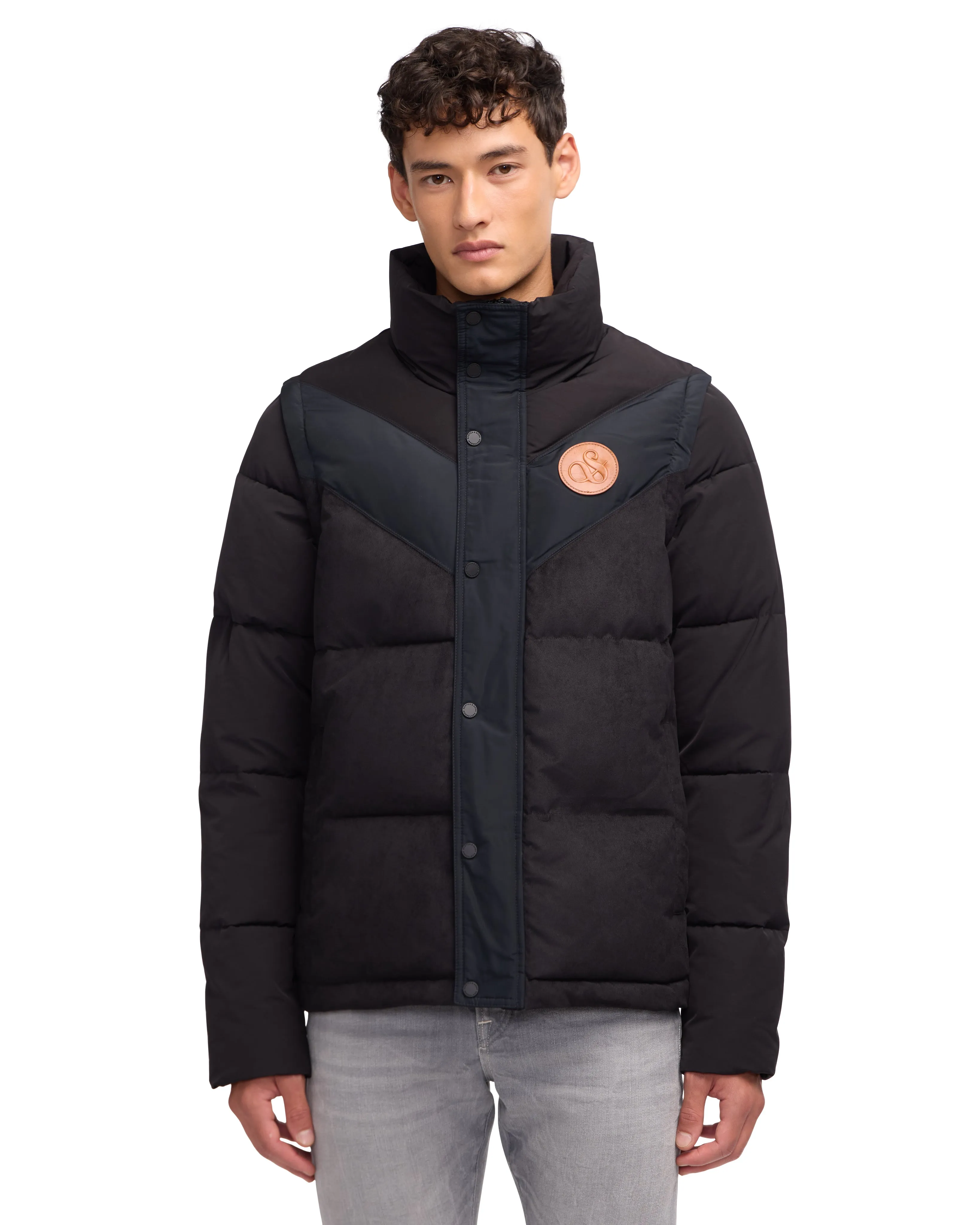 Scotch & Soda Men's Nelleke Mixed Media Puffer With Removable Sleeves