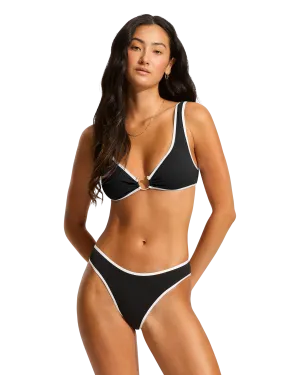 Seafolly Women Swimwear Beach Bound Ring Front Bikini Top in Black