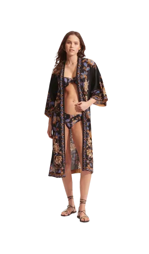 Seafolly Women Swimwear Silk Road Kimono in Black