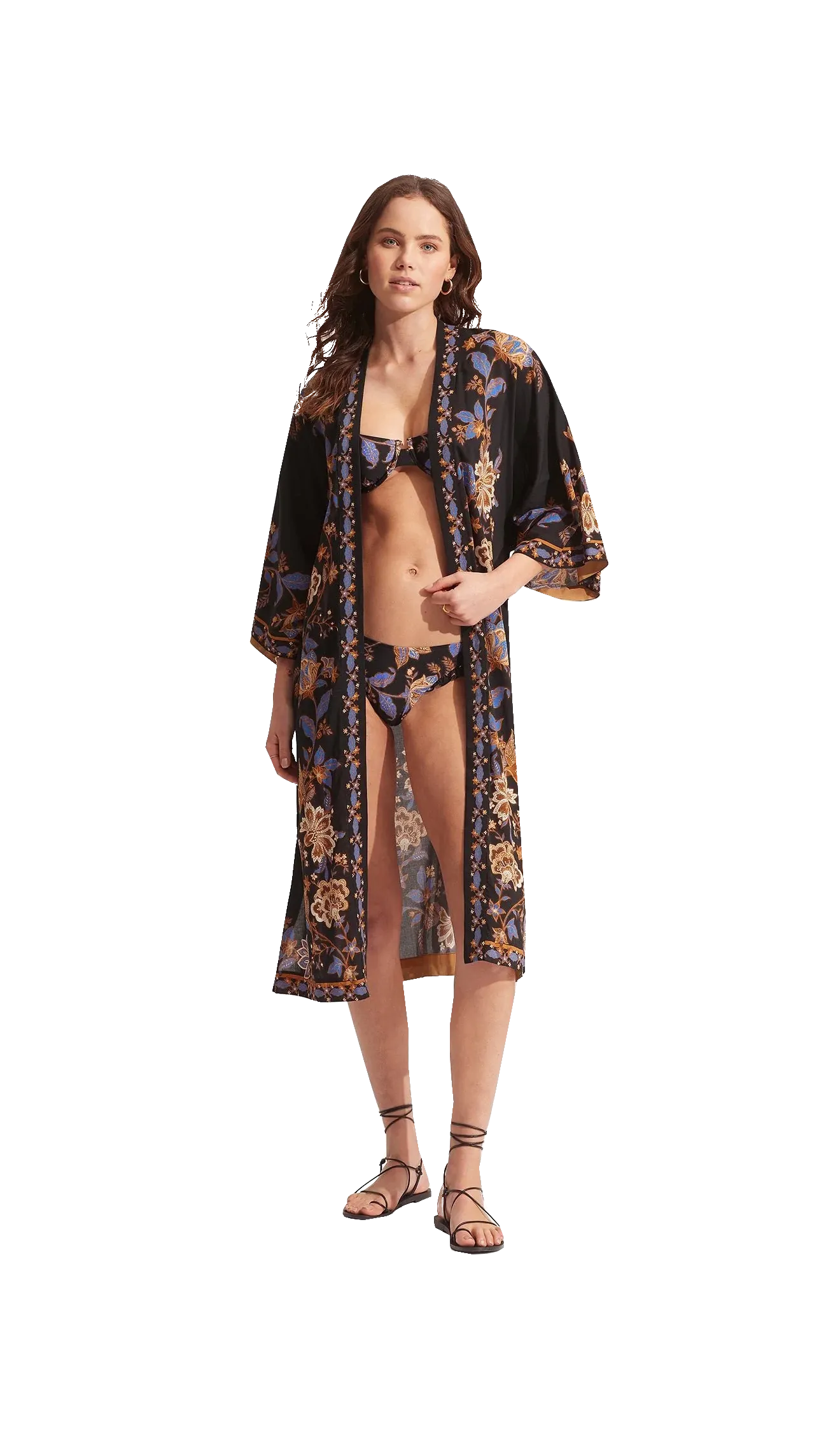 Seafolly Women Swimwear Silk Road Kimono in Black
