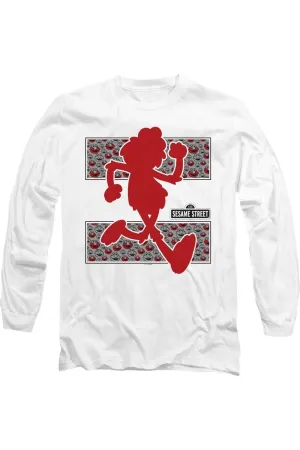 Sesame Street Elmo Runs Long Sleeve Adult Tee / T-Shirt