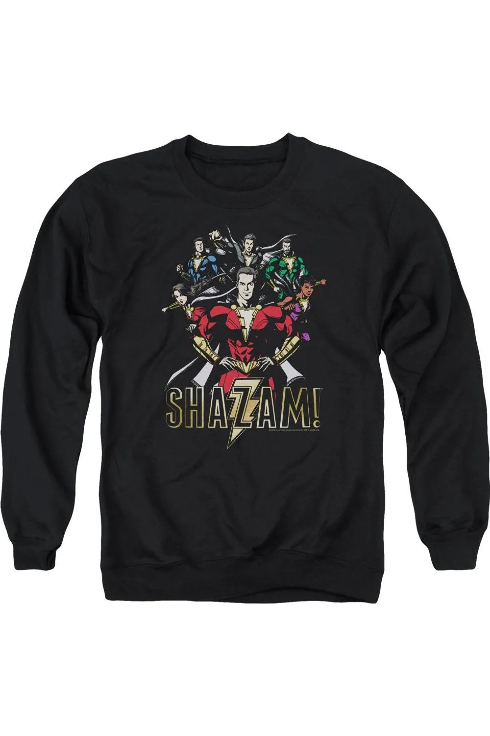 Shazam Movie Group Of Heroes Adult Crewneck Sweatshirt