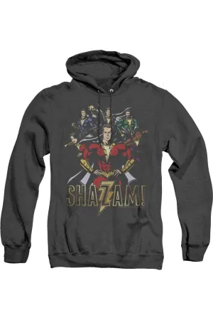 Shazam Movie Group Of Heroes Adult Heather Hoodie / Hooded Sweatshirt