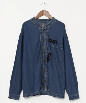 Skull Embroidery Denim Shirt