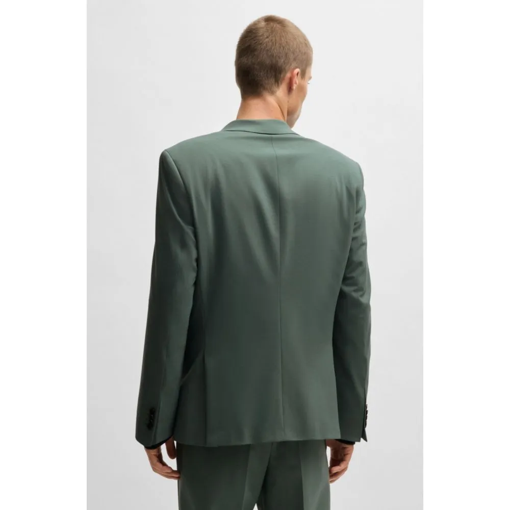 Slim-fit jacket in wool stretch poplin