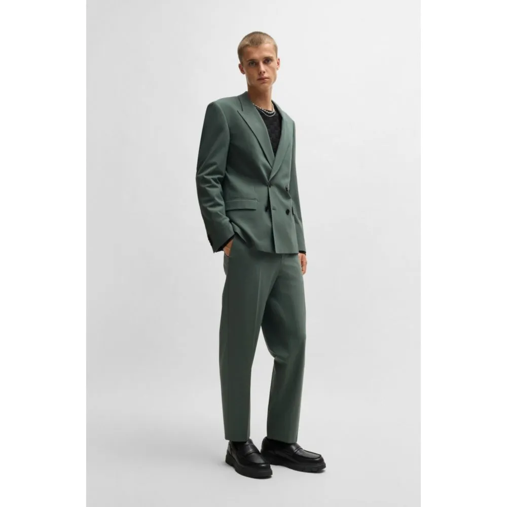 Slim-fit jacket in wool stretch poplin