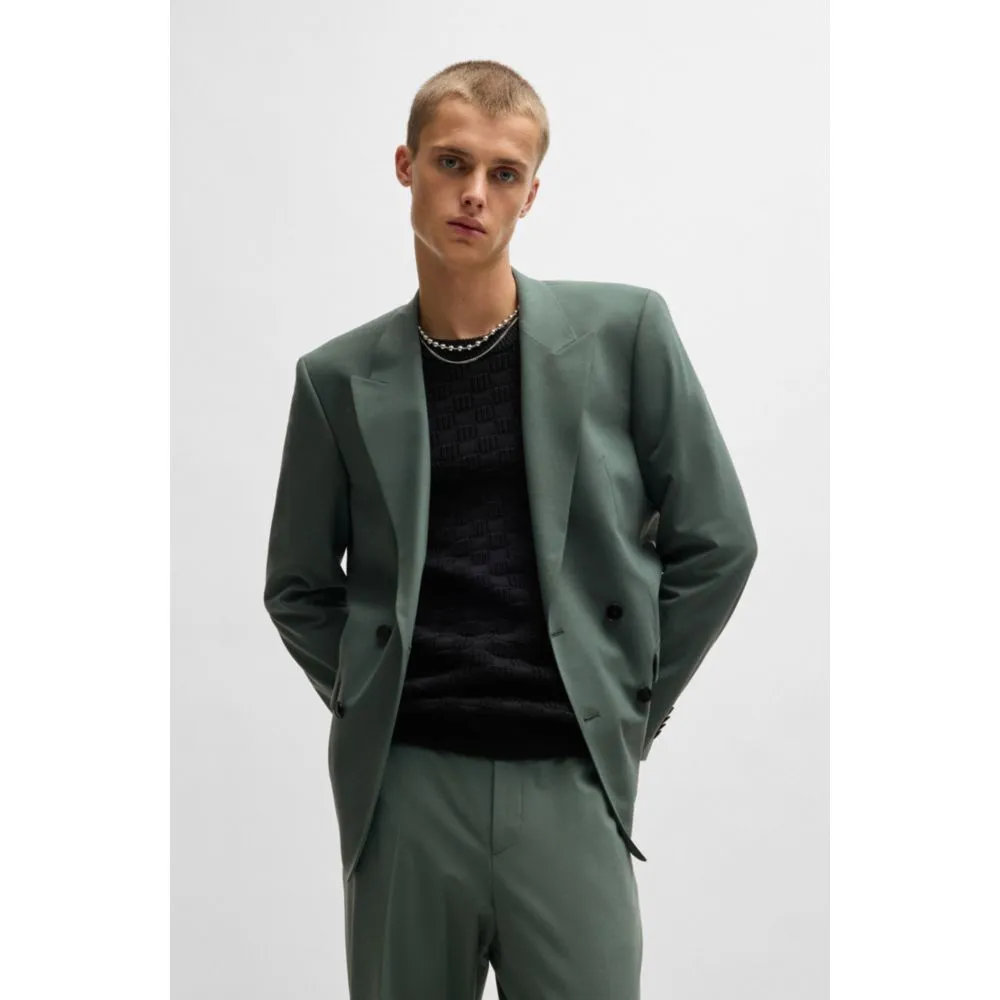 Slim-fit jacket in wool stretch poplin