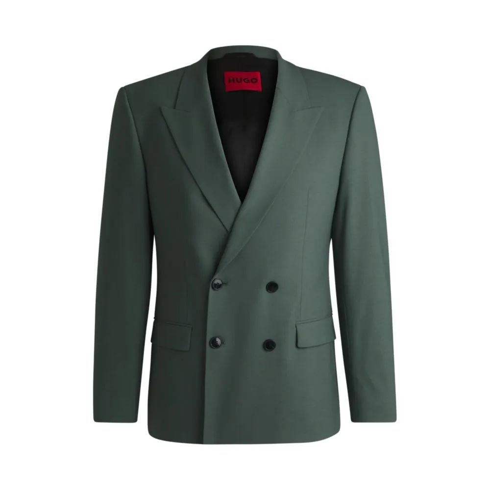 Slim-fit jacket in wool stretch poplin