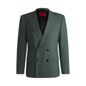 Slim-fit jacket in wool stretch poplin
