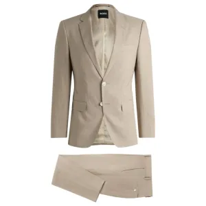 Slim-fit suit in a micro-patterned linen blend