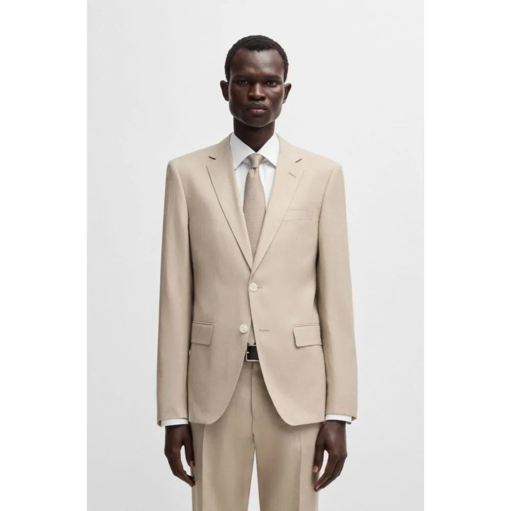 Slim-fit suit in a micro-patterned linen blend
