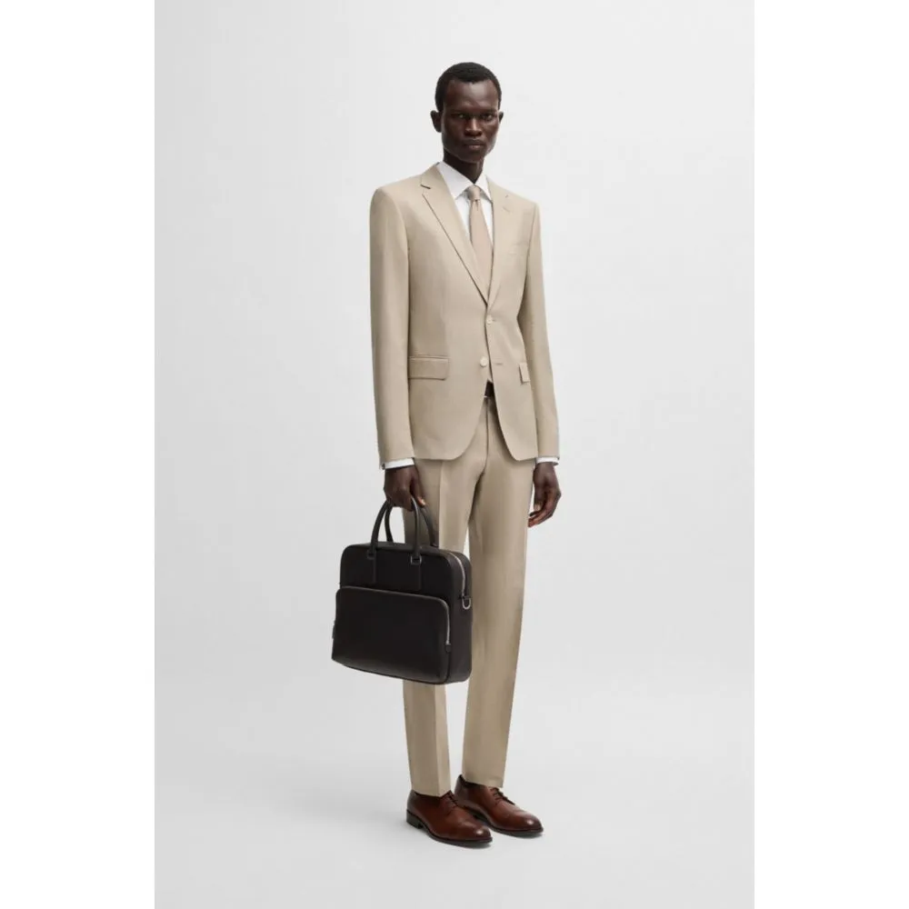 Slim-fit suit in a micro-patterned linen blend